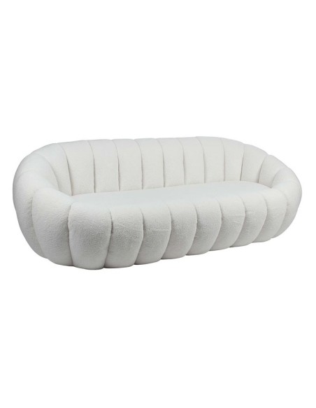 BEVERLY 3-Seater Sofa Teddy White Fabric
