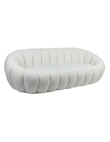 BEVERLY 3-Seater Sofa Teddy White Fabric