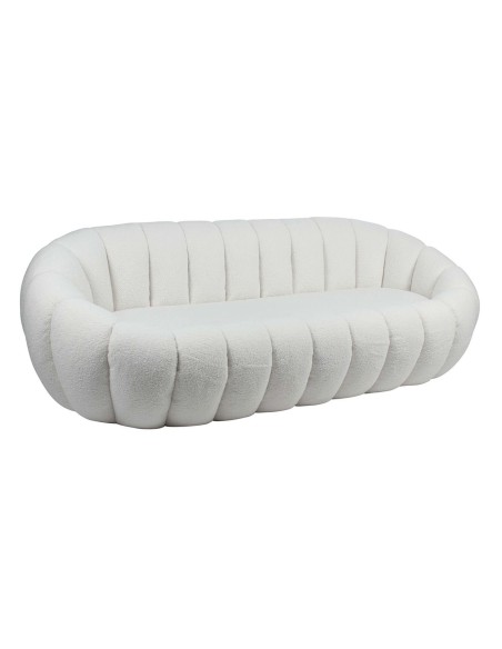 BEVERLY 3-Seater Sofa Teddy White Fabric
