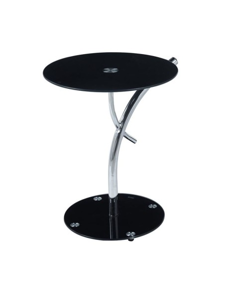 RAVEL Side Table D.50xH58cm, Glass Black