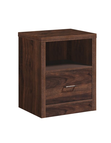 CALIBER Κομοδίνο με 1 Συρτάρι + 1 Ράφι, Απόχρωση Καρυδί