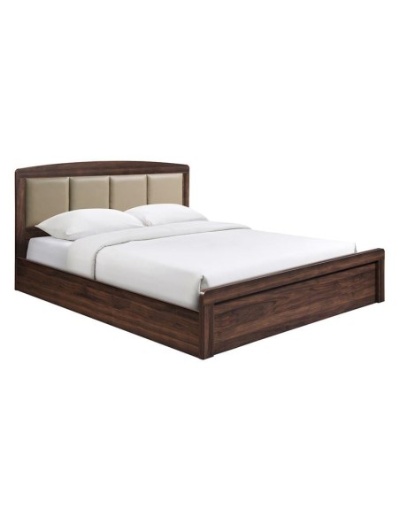 CALIBER Bed (for Mattress 160x200cm) Walnut-Headboard Pu Beige