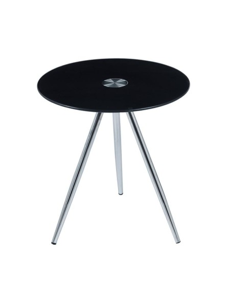MABEL Side Table D.50xH51cm, Glass Black