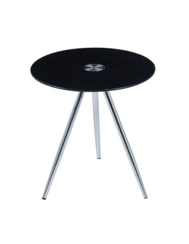 MABEL Side Table D.50xH51cm, Glass Black
