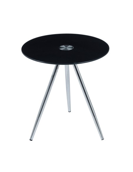 MABEL Side Table D.50xH51cm, Glass Black