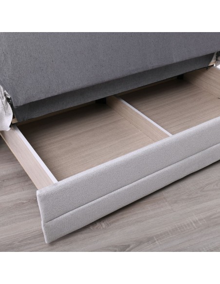 CAMAL Sofa-Bed with Storage 2-Seater - Fabric Light Grey