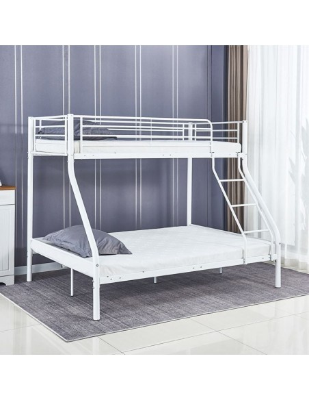 DOUBLE Deck Bed (140x190+90x190)cm Metal White