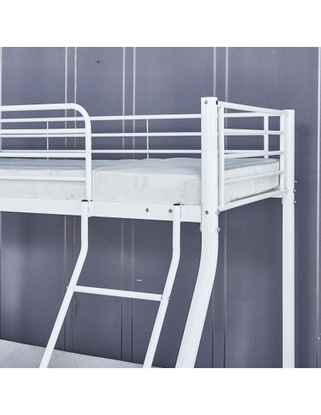 DOUBLE Deck Bed (140x190+90x190)cm Metal White