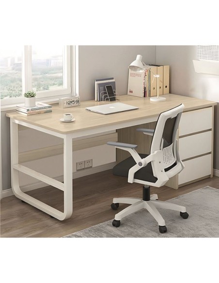 PC Metal Desk (3 drawers) 120x48x74cm White-Natural