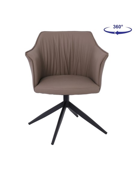 EVELYN Revolving Armchair Metal Black-Pu Cappuccino