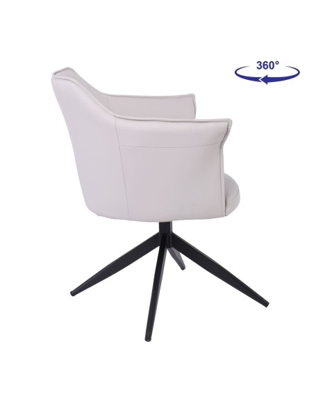 EVELYN Revolving Armchair Metal Black-Pu Grey-Beige