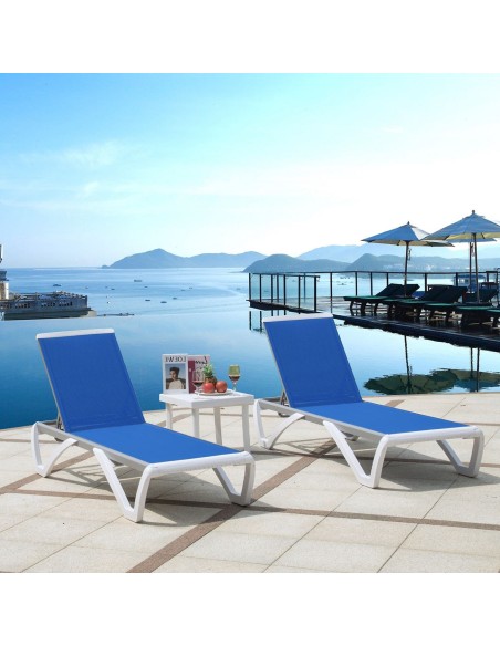 SUMMER K-D Sunlounger ALU, PP White, Textilene Blue