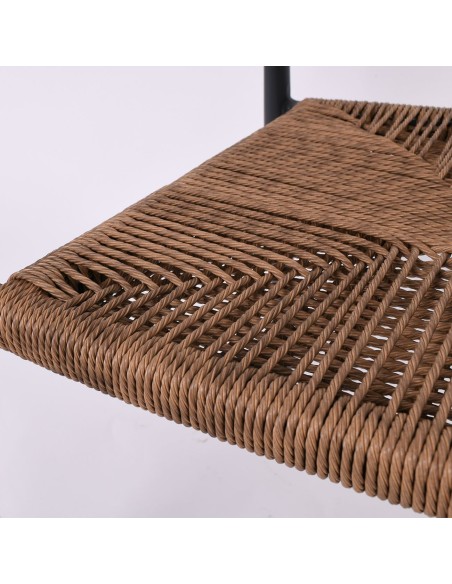 MADY Πολυθρόνα Βεράντας-Κήπου ALU Ανθρακί, Rope Wicker Φυσικό, Στοιβαζόμενη