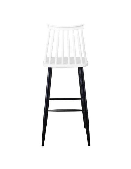 LAVIDA Σκαμπό BAR με Πλάτη, Μέταλλο Βαφή Μαύρο, PP Άσπρο