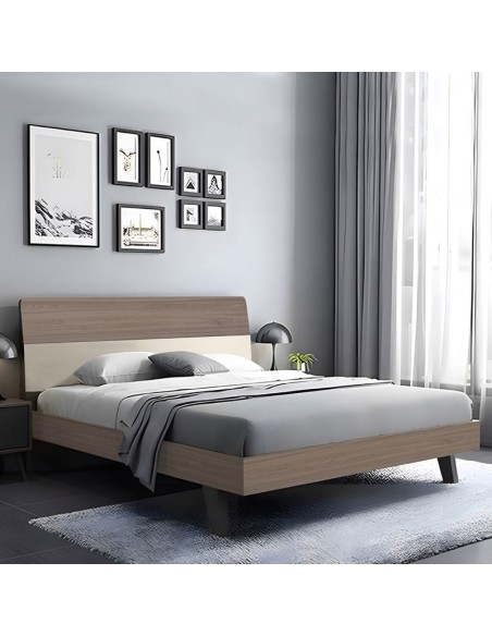 VANITY Κρεβάτι Διπλό, για Στρώμα 160x200cm, Απόχρωση Sonoma Oak-Cream