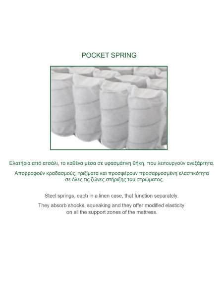 MATTRESS Top Foam Removable-Pocket Spring 140x190-21cm (2-side)