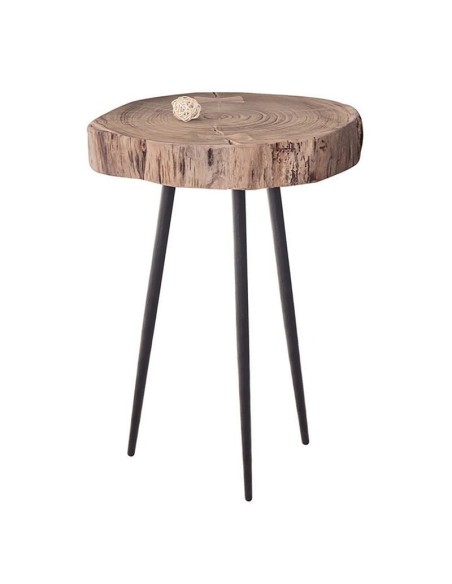 PATEL Τραπεζάκι Σαλονιού Καθιστικού, Μέταλλο Βαφή Μαύρο, Ξύλο Ακακία Φυσικό