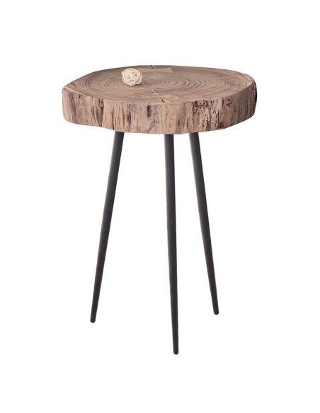 PATEL Τραπεζάκι Σαλονιού Καθιστικού, Μέταλλο Βαφή Μαύρο, Ξύλο Ακακία Φυσικό