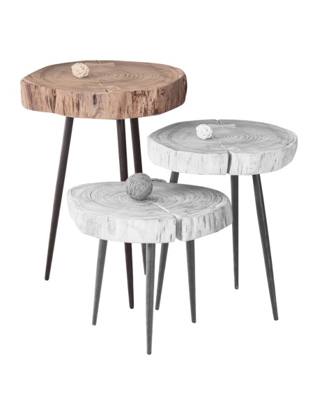 PATEL Τραπεζάκι Σαλονιού Καθιστικού, Μέταλλο Βαφή Μαύρο, Ξύλο Ακακία Φυσικό