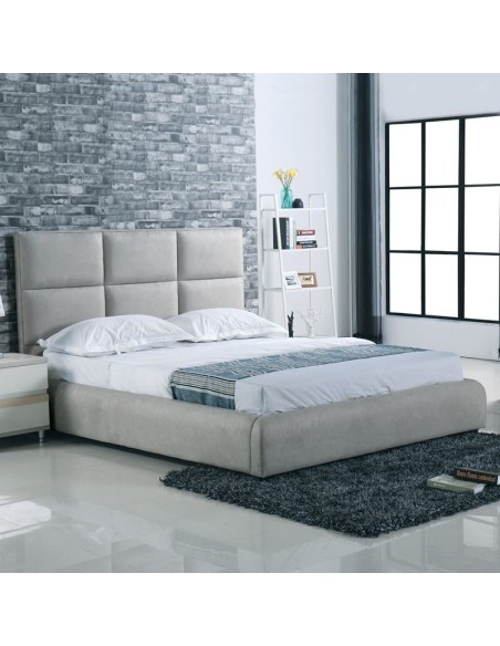 MAXIM Κρεβάτι Διπλό, για Στρώμα 160x200cm, Ύφασμα Απόχρωση Ανοιχτό Γκρι