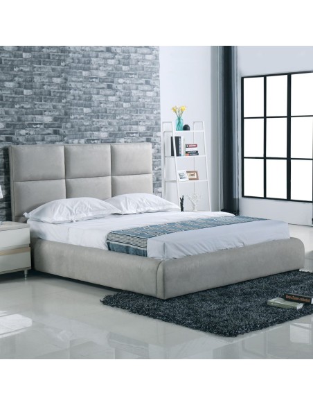 MAXIM Κρεβάτι Διπλό, για Στρώμα 160x200cm, Ύφασμα Απόχρωση Ανοιχτό Γκρι