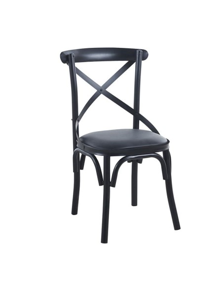 MARLIN Καρέκλα Τραπεζαρίας Μέταλλο Βαφή Μαύρο, PU Μαύρο