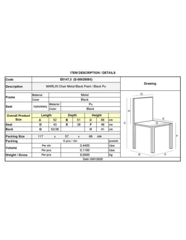 MARLIN Καρέκλα Τραπεζαρίας Μέταλλο...