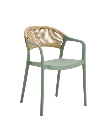 DONNA Armchair-Pro PP-UV Green-Rope Wicker Natural