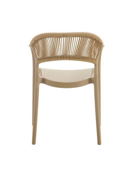 DONNA Πολυθρόνα-Pro Στοιβαζόμενη, PP-UV Tortora, Rope Wicker Φυσικό