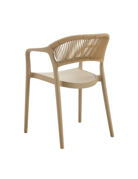 DONNA Πολυθρόνα-Pro Στοιβαζόμενη, PP-UV Tortora, Rope Wicker Φυσικό