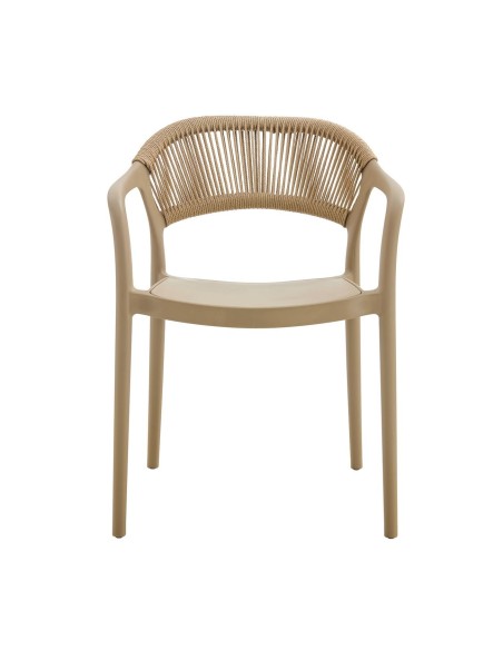 DONNA Πολυθρόνα-Pro Στοιβαζόμενη, PP-UV Tortora, Rope Wicker Φυσικό