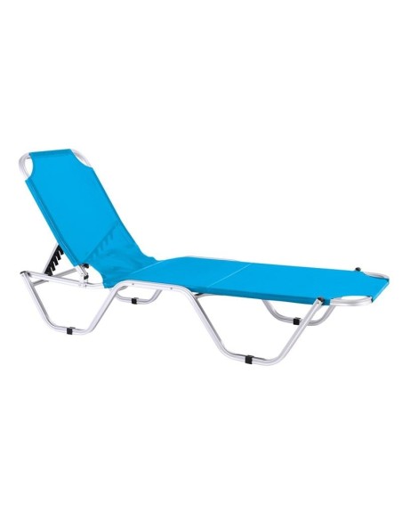 CRETA Ξαπλώστρα Αλουμινίου Textilene Γαλάζιο, Στοιβαζόμενη