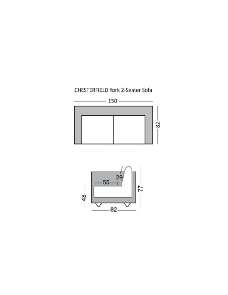 CHESTERFIELD York Kαναπές 2Θέσιος Σαλονιού - Καθιστικού, Ύφασμα Απόχρωση Μπεζ