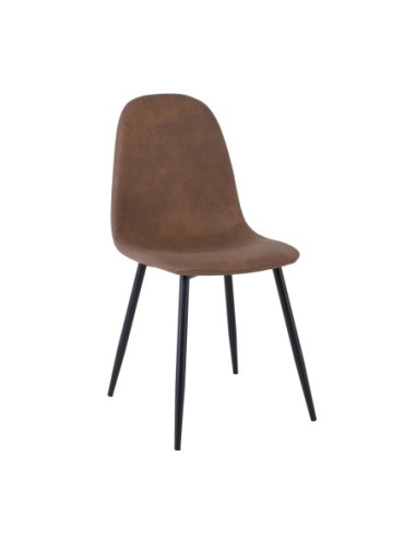 CELINA Black Metal Chair, Suede Brown...