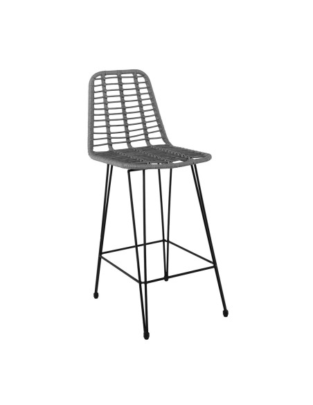 SALSA Bar Stool-Pro Metal Black-Wicker Grey