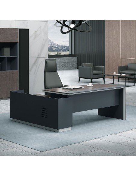 ADVANCE Γραφείο Δεξιά Γωνία Σκούρο Καρυδί - Sky Grey