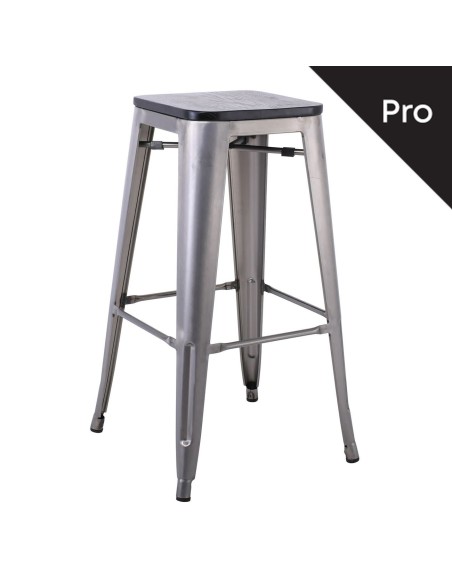 RELIX Wood Σκαμπό Bar-Pro, Απόχρωση Metal με Διακοσμητική Σκουριά, Απόχρωση Ξύλου Μαύρο