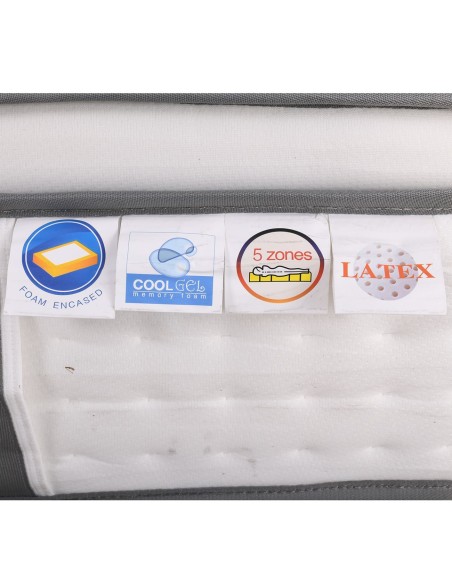 MATTRESS 5-Zone Pocket Spring+Latex+Gel Memory Foam 160x200x(34-32)cm