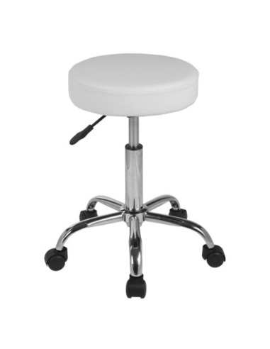 GLORY Σκαμπό, Βάση Χρώμιο, PU Άσπρο,...