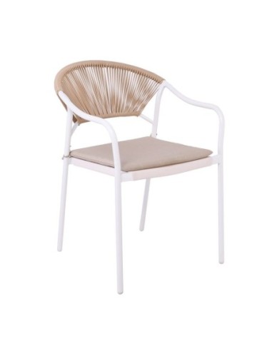 MOLLY Armchair Metal White-Wicker...
