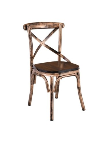 MARLIN Wood Καρέκλα Dark Oak, Μέταλλο...
