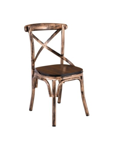 MARLIN Wood Καρέκλα Dark Oak, Μέταλλο...