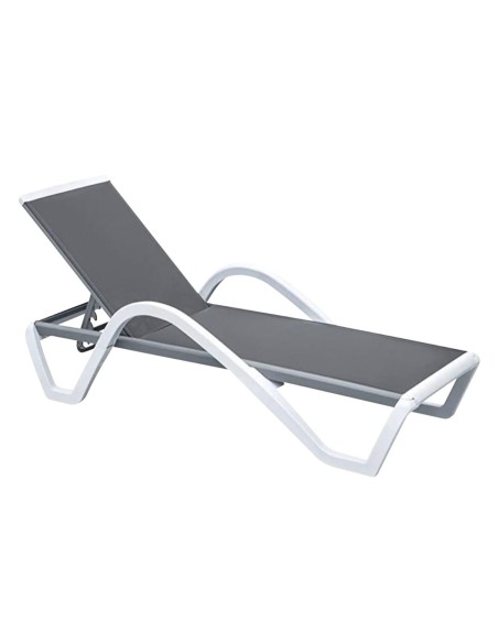 SUMMER K-D Sunlounger (w-arms) ALU, PP White, Textilene Grey