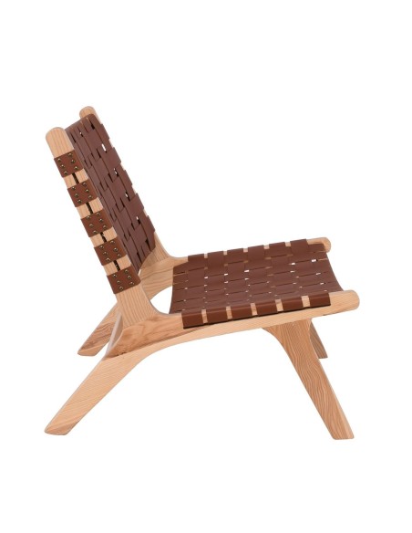 DUNE MAX Lounge Chair Natural, Seat-Back Pu Brown Straps