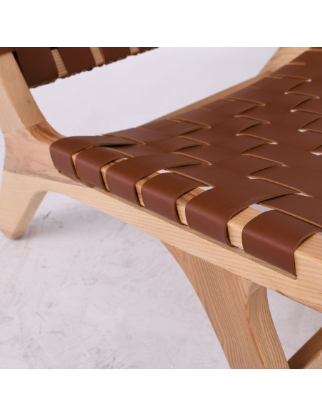 DUNE MAX Lounge Chair Natural, Seat-Back Pu Brown Straps