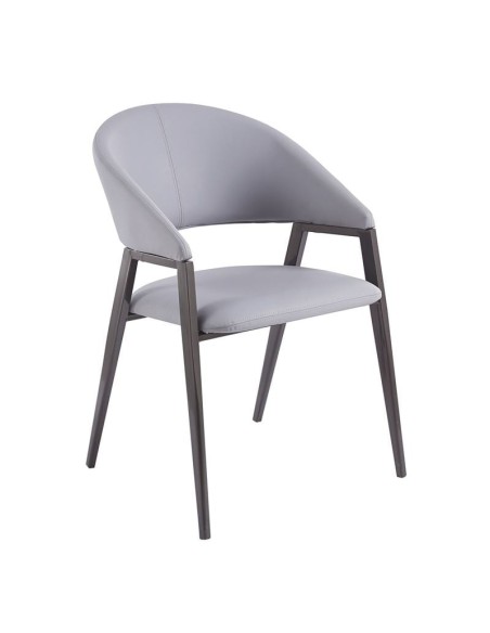 DELI Armchair Metal Black Paint-Pu Grey