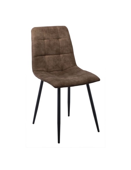 LYDIA Chair Metal Black, Brown Suede Fabric