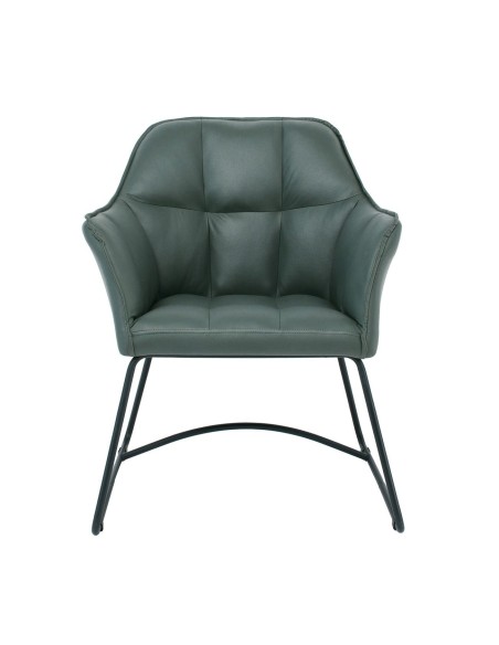 POLLY Πολυθρόνα Μέταλλο Βαφή Μαύρο, Ύφασμα Suede Olive Green