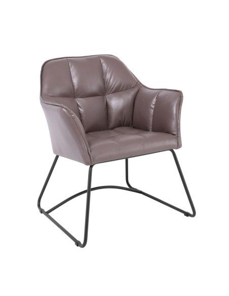 POLLY Armchair Metal Black-Suede Fabric Cappuccino