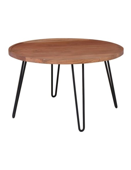 MATRI-W Τραπεζάκι Σαλονιού Καθιστικού, Μέταλλο Βαφή Μαύρο, Ξύλο Ακακία Φυσικό